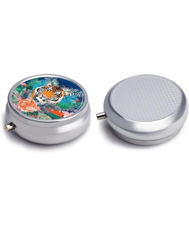 Travel Pill Box - 3 Compartment Tropical Tiger Print | Portable Medicine Organizer for Purse & Pocket - Buy Online on GoSupps.com