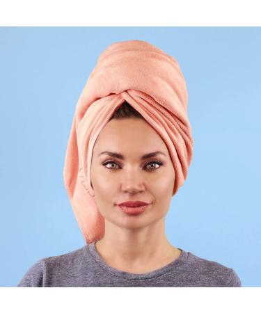 Sleeke Microfiber Hair Drying Towel - Pink  Quick Drying Hair Towel  Reduces frizz  Super Absorbent