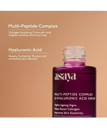Asaya Multi Peptide Face Serum with Hyaluronic Acid | 5% Tripeptide Complex | Hydrating Overnight Repair Serum | Supports Firm-Looking Skin & Smooth Texture | For Oily Dry & Sensitive Skin | 30 ml - Buy Online on GoSupps.com