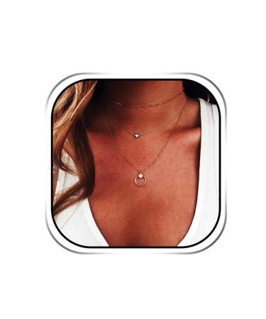 Edary Gold layered Choker Necklace Ring Star Pendant Necklace Vintage necklace for Women