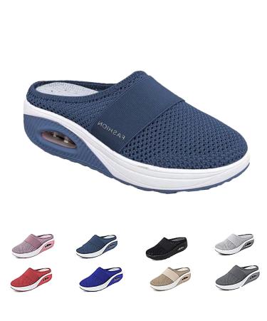 Orthopedic shoes women Air Cushion Slip on Walking Orthopedic Diabetic Walking Shoes Leisure Mesh Beautiful Sandals 39 EU Dark Blue
