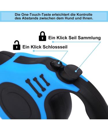 5m Retractable Dog Leash for All Breeds - Durable & Stylish Blue Leash for Small Medium & Large Dogs - Buy Online on GoSupps.com
