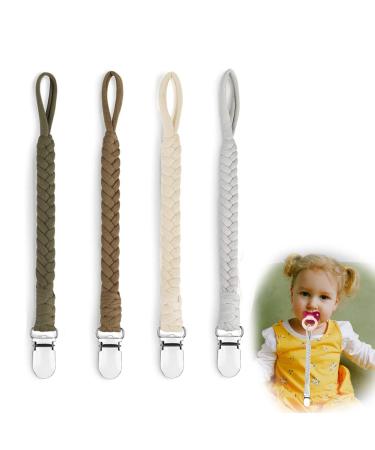 WOOXDYUK 4 pieces pacifier chain cotton pacifier strap girls and boys pacifier chains clips for bib triangular triangle sucker personalized baby gift
