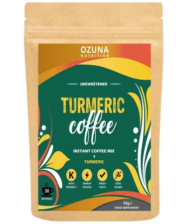 Turmeric Coffee Latte | Instant Golden Milk Elixir Mix Powder | Sugar Free Low Calorie Vegan Keto Friendly Diet Latte | 30 Servings