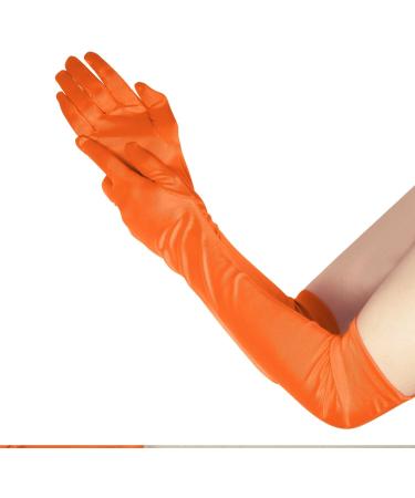 NQEUEPN Women Long Gloves Long Elbow Satin Gloves 21" Stretchy 1920s Opera Gloves Hand Care Moisturizing Gloves for Women Girls Evening Party Dance (Orange) - Buy Online on GoSupps.com