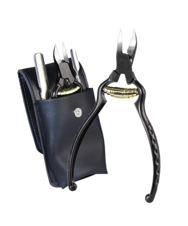 SG Nekoo Toe Nail Clippers for Thick Nails for Seniors Sharp Heavy Duty Nail Clippers Set for Ingrown Toenail Podiatrist Trimmer with Safety Lock for Men Women (Curved-Black3P)