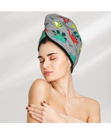 Buy Cute Dinosaur Hair Towel Wrap | Quick Drying Hair Drying Turban with Button - Buy Online on GoSupps.com