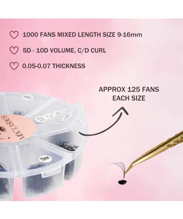 Promade Eyelash Fans Mix - Volume Lash Extensions 8D-16D C D Curl 9-16mm Easy Application - Shop Now - Buy Online on GoSupps.com