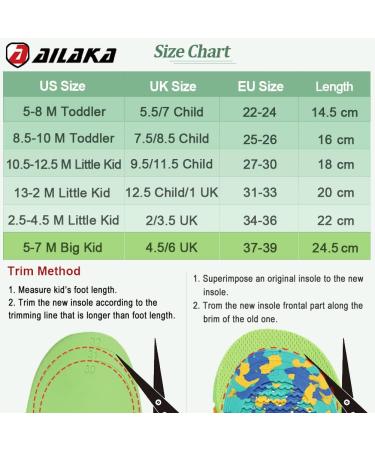 Ailaka Kids Orthotic Arch Support Insoles - Green | Sizes 4.5-6 UK/EU 36-39 | Relief for Flat Feet, Plantar Fasciitis, and Heel Pain - Buy Online on GoSupps.com