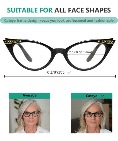 Eyekepper Cateyes Women's Reading Glasses - Black-Transparent 0.75 | Stylish & Comfortable Eye Care - Buy Online on GoSupps.com