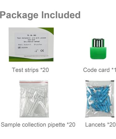 Konsung 20PCS 3-in-1 Test Strips for Total Cholesterol Uric Acid and Glucose - Buy Online on GoSupps.com