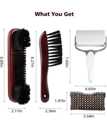 4 Pack Billiard Pool Table Brush Set with Wooden Handles - Rail Brush, Lint Roller, and Cue Cloth - Cleaning Accessories - Buy Online on GoSupps.com