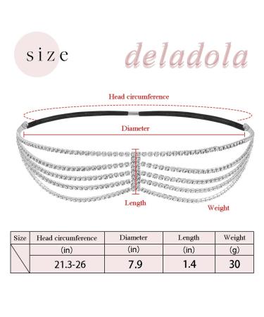 Deladola Rhinestone Crystal Headband - Silver Sparkly Wedding Hair Accessories for Women - Buy Online on GoSupps.com
