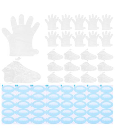 POPETPOP Gloves and Foot Covers Set 100 Booties 100 Gloves with 200 Adhesive Stickers for Foot Pedicure Hot Spa Wax Treatment