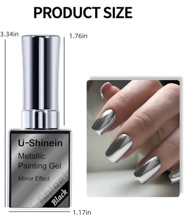 U-Shinein Metallic Painting Gel Kit - Black Grey Nail Art UV Gel - Buy Online on GoSupps.com