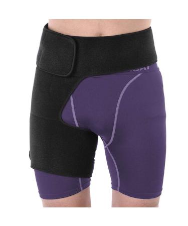 Semme Hip Brace Thigh Support Adjustable Neoprene Groin Protector Compression Helps sprains pains jerks stiffness injuries recovery and rehabilitation of the inguinal area Universal
