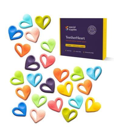 Special Supplies Teether Heart Spoon Oral Motor Therapy Tools Textured Stimulation and Sensory Input Treatment for Babies and Toddlers BPA Free Silicone Dual Use Spoon Plus Teether (24 Pack)
