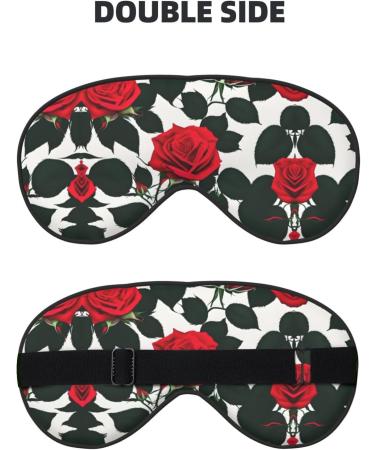 SSIMOO Rustic Red Rose Print Double-Sided Eye Mask | Soft Light Blocking Sleep Aid | Perfect for Travel & Home - Buy Online on GoSupps.com