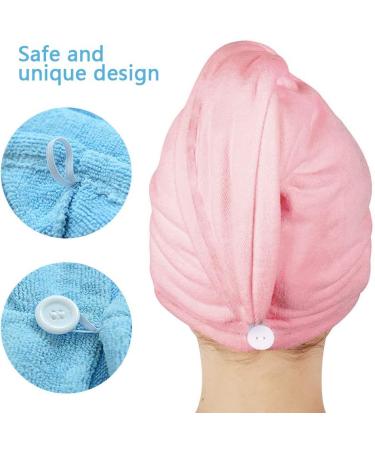 Betroy Wrap Turban Towel Set - 4 Ultra-Suction Microfiber Hair Drying Towels (51x22cm) in Blue Pink Purple Yellow - Perfect for Fast Drying & Salon Results - Buy Online on GoSupps.com
