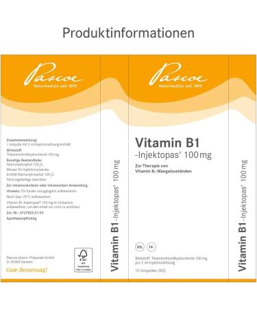 Buy VITAMIN B1 INJEKTOPAS 100 mg Injection Solution - 10x2 ml | Fast International Shipping - Buy Online on GoSupps.com