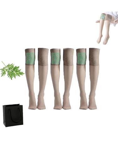 Ionic Correction Lymphatic Detoxification Long Tube Silk Stocking Mugwort Socks Mugwort Acupressure Shaping Stretch Socks (Brown)
