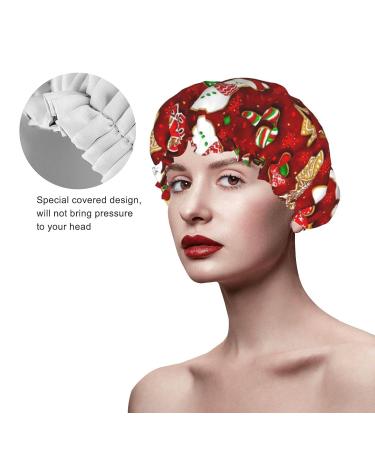 Happy Christmas Printed Waterproof Shower Cap for Women - Fits All Head Sizes and Hair Textures - Buy Online on GoSupps.com