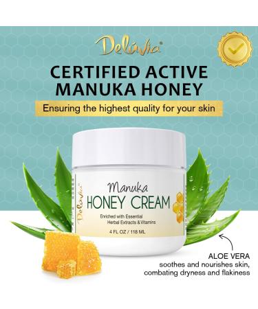 Deluvia Manuka Honey Cream | Hydrating & Soothing Moisturizer Face & Body Lotion | for Sensitive Skin Eczema Psoriasis & Dermatitis | 4 ounce 4 Fl Oz (Pack of 1) - Buy Online on GoSupps.com