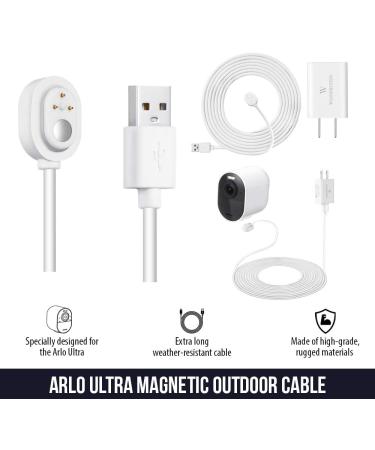 16ft Weatherproof Outdoor Charging Cable for Arlo Cameras | Quick Charge Adapter | Compatible with Arlo Ultra/Ultra 2/Pro 3/Pro 4 | White - 1 Pack - Buy Online on GoSupps.com