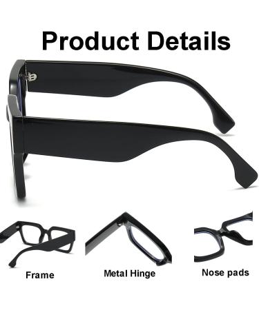 NIDOVIX Oversized Blue Light Glasses for Men & Women | Retro Thick Frame Eyeglasses - 50mm Fashionable Computer Glasses - Buy Online on GoSupps.com