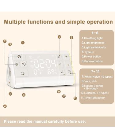 JKZ White Noise Machine | 35 High Fidelity Soothing Sounds | 7 Colors Night Lights | Built-in Alarm Clock | Temperature & Humidity | Sleep Sound Machine for Baby & Adults | Vintage White - Buy Online on GoSupps.com