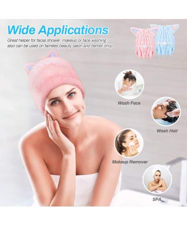 Ultra Soft Microfiber Towels with Kitten Ears - Fast Drying Bath Hat for Women & Kids | Num-one (Blue & Pink) - Buy Online on GoSupps.com