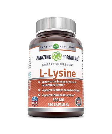 Amazing Formulas L-Lysine Amino Acid Vitamin Supplement (Non-GMO, Gluten Free) - Immune Support, Respiratory Health & More (Capsules, 250 Count) 250 Count (Pack of 1) - Buy Online on GoSupps.com