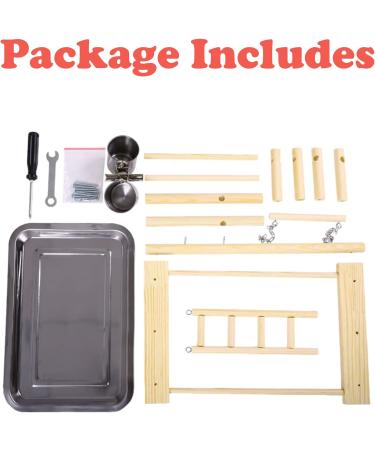Parrots Playground Gym with Ladder Swings & Feeding Cups - For Parakeets, African Grey, Conures, Cockatiels - Cage Accessories & Toys - Buy Online on GoSupps.com