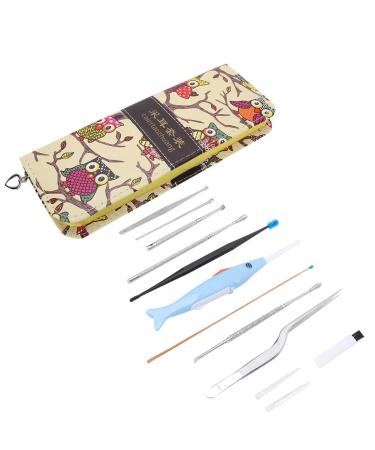 Professional Luminous Earpick 10Pcs Earwax Remover Tweezers Set Health Care Tool for Body Health Care