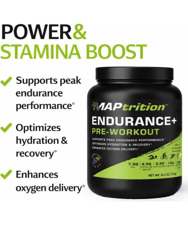 MAPtrition Endurance+: Caffeine-Free Pre-Workout Endurance & Hydration Formula with EAAs Citrulline Malate Beta-Alanine & Electrolytes for Running Crossfit & Sports Training (Enduro-Berry) - Buy Online on GoSupps.com