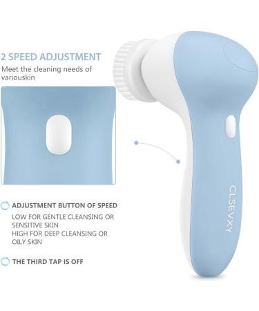 Rechargeable Facial Cleansing Spin Brush Set - 7 Exfoliating Heads | CLSEVXY Spa System for Gentle Microdermabrasion & Deep Cleansing - Buy Online on GoSupps.com
