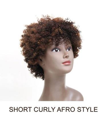 100% Brazilian Hair Afro Wig for Black Women - Short Curly 5 Inch - Dark Blonde, Medium Auburn, Dark Brown - Beauty Personal Care - Buy Online on GoSupps.com