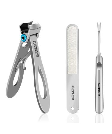 Heavy Duty Toenail Clippers for Thick Toenails, 16mm Wide Jaw Opening Oversize Toenail Cutter with Sharp Curved Blade, Nail Clippers For Men, Women, and Seniors - 3 Piece Silver 3 Piece Sliver