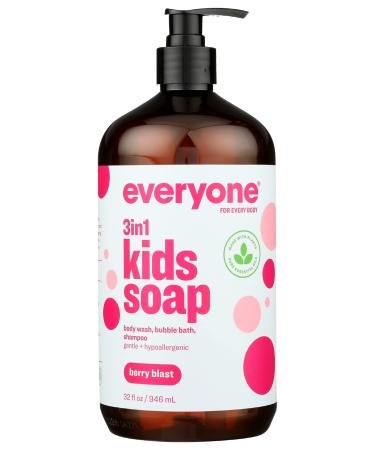 Everyone 3-In-1 Berry Blast Scent Gentle And Hypoallergenic Kids Soap Gluten Free 32 Fluid Ounce (Pack Of 1) 32 Fl Oz (Pack of 1)