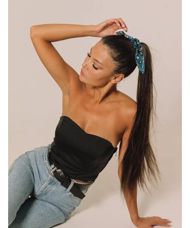 Bow Scrunchies Silk Hair Accessories for Girls and Women - Leopard Print Satin Scrunchie with Bunny Ears Bowknot - Jaciya Hair Ties Elastic Ponytail Holder - Buy Online on GoSupps.com
