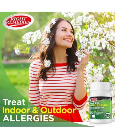 RIGHT REMEDIES 24-Hour Allergy Medicine Antihistamine (300 Tablets) | Cetirizine 10mg | for Pollen Itchy Eyes Sneezing Runny Noses | Compare to The Active Ingredient in Original Strength Zyrtec  - Buy Online on GoSupps.com