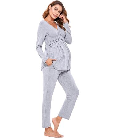Litherday Women's Maternity Nursing Pyjamas Set | Long-Sleeved Breastfeeding Sleepwear | Soft Labor Nightwear PJ Loungewear - Buy Online on GoSupps.com