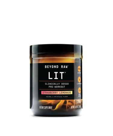 Beyond Raw LIT | Clinically Dosed Pre-Workout Powder | Contains Caffeine, L-Citruline, and Beta-Alanine, Nitrix Oxide and Preworkout Supplement | Strawberry Lemonade | 30 Servings Strawberry Lemonade 30 Servings (Pack of 1)