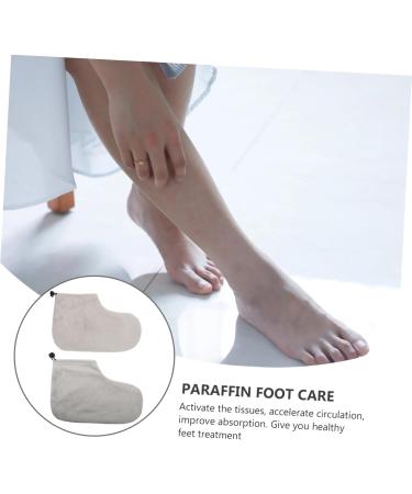 Beavorty Warm Foot Covers for Growth Therapy - Paraffin Bath Care 2 Pairs of Cotton Spa Shoes Gray 28x20cm - Foot Protection & Comfort - Buy Online on GoSupps.com