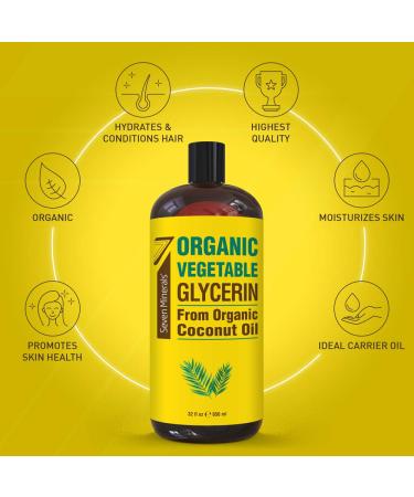NV Superfoods - Organic Vegetable Glycerin - 32 Fl Oz - USP Food Grade,  100% Natural, Carrier for