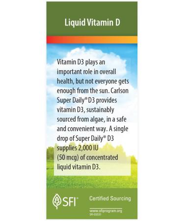 Carlson - Plant-Based Super Daily D3 2000 IU (50 mcg) per Drop, Vegetarian Vitamin D Drops, Liquid Vitamin D3, Sourced from Algae, Unflavored, 90 Drops (2.54 mL) - Buy Online on GoSupps.com