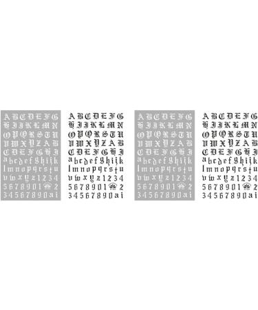 Beaupretty 4 Sets Letters And Number Nail Stickers Tip Nail Art Adhesive Decals Nail Wrap Manicure Old English Alphabet Stripe (Black and White in 1 Set) - Buy Online on GoSupps.com