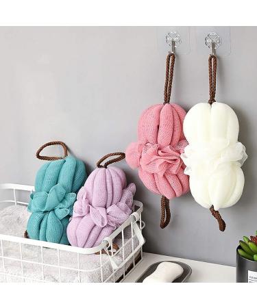 Qiviya Long Bath Loofah with Handle - Exfoliating Shower Pouf Ball for Men and Women (Pink) - Buy Online on GoSupps.com