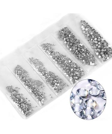 100pcs Mix White Clear Series Nail Rhinestones Flatback Crystal Diamond Gems 3D Glitter Nail Art Decorations (Color : Set24-100pcs) - Buy Online on GoSupps.com