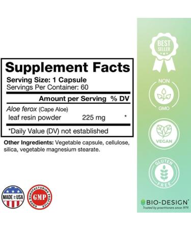 Aloe Lax 225 Natural Herbal Laxative - Gentle Relief for Occasional Constipation Gas & Bloating with 225 mg Natural Aloe Ferox - Supports Bowel Regularity & Colon Health - 60 Capsules Aloe Lax 225 1 Count (Pack of 60) - Buy Online on GoSupps.com